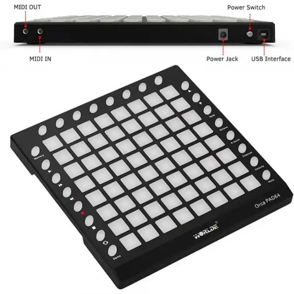 Worlde Orca Pad 64-A Midi Controller (Dahili Ses Bankası)