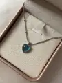 Çelik Mavi Taşlı Kalp Kolye