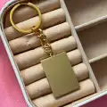 Dikdörtgen Çizim Anahtarlık -Altın Renk-