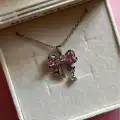 Çelik Pembe Kurdele Kolye