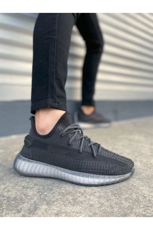 Morven Erkek , Kadın Triko Sneaker Ayakkabı – Günlük Bağcıklı Hafif Spor Modeli - Siyah