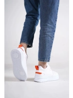 Avela Kalın Taban Bağcıklı Günlük Kadın Sneaker Beyaz Turuncu Detaylı