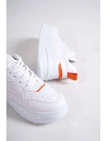 Avela Kalın Taban Bağcıklı Günlük Kadın Sneaker Beyaz Turuncu Detaylı