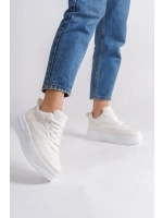 Avela Kalın Taban Bağcıklı Günlük Kadın Sneaker Beyaz Detaylı