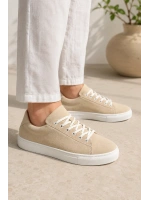 Austin Bağcıklı Cilt Erkek Günlük Sneaker Ayakkabı - Bej