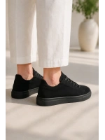 Austin Bağcıklı Cilt Erkek Günlük Sneaker Ayakkabı - Siyah Süet