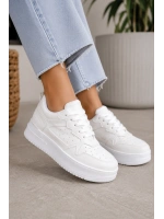 Avela Kalın Taban Bağcıklı Günlük Kadın Sneaker Beyaz Detaylı