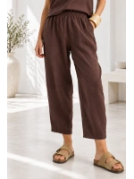 Beli Lastikli Modal Pantolon & Kalın Askılı Bluz Takımı - Acı Kahve