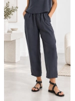 Beli Lastikli Modal Pantolon & Kalın Askılı Bluz Takımı - Füme