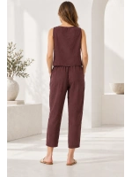 Beli Lastikli Modal Pantolon & Kalın Askılı Bluz Takımı - Patlıcan