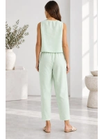 Beli Lastikli Modal Pantolon & Kalın Askılı Bluz Takımı - Su Yeşili