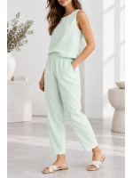 Beli Lastikli Modal Pantolon & Kalın Askılı Bluz Takımı - Su Yeşili
