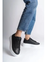 Sofia Bağcıklı Rahat Taban Kadın Casual Sneaker Ayakkabı - Siyah Beyaz