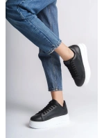 Sofia Bağcıklı Rahat Taban Kadın Casual Sneaker Ayakkabı - Siyah Beyaz