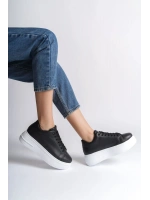 Sofia Bağcıklı Rahat Taban Kadın Casual Sneaker Ayakkabı - Siyah Beyaz
