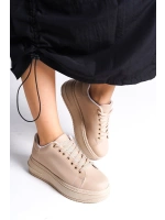Sofia Bağcıklı Rahat Taban Kadın Casual Sneaker Ayakkabı - Ten