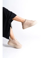 Sofia Bağcıklı Rahat Taban Kadın Casual Sneaker Ayakkabı - Ten