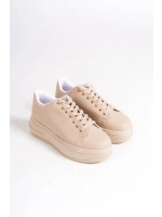 Sofia Bağcıklı Rahat Taban Kadın Casual Sneaker Ayakkabı - Ten
