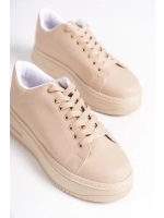 Sofia Bağcıklı Rahat Taban Kadın Casual Sneaker Ayakkabı - Ten