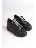 Luna Sim Detaylı Bağcıklı Kadın Günlük Sneaker Ayakkabı - Siyah