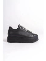 Luna Sim Detaylı Bağcıklı Kadın Günlük Sneaker Ayakkabı - Siyah