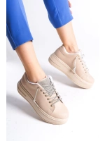 Luna Sim Detaylı Bağcıklı Kadın Günlük Sneaker Ayakkabı - Ten