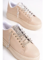 Luna Sim Detaylı Bağcıklı Kadın Günlük Sneaker Ayakkabı - Ten