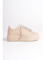 Luna Sim Detaylı Bağcıklı Kadın Günlük Sneaker Ayakkabı - Ten