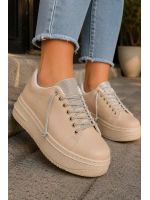 Luna Sim Detaylı Bağcıklı Kadın Günlük Sneaker Ayakkabı - Ten