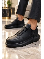 Ekard Bağcıklı Cilt Erkek Günlük Sneaker Ayakkabı - Siyah