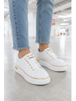 Elora Bağcıklı Konfor Taban Kadın Sneaker – Beyaz/Altın