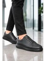 Emirp Cilt Bağcıklı Erkek Sneaker Günlük Ayakkabı - Siyah