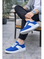 Lunex Erkek Bağcıklı Süet Günlük Spor Sneaker Ayakkabı - Mavi - Beyaz