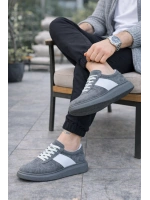 Lunex Erkek Bağcıklı Süet Günlük Spor Sneaker Ayakkabı - Gri - Beyaz