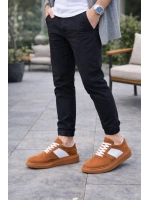Lunex Erkek Bağcıklı Süet Günlük Spor Sneaker Ayakkabı - Taba - Beyaz