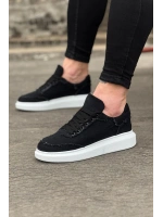 Oxed Erkek Günlük Bağcıklı Kot Kumaş Spor Sneaker Ayakkabı - Siyah