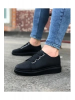İtehe Cilt Erkek Bağcık Görünümlü Lastikli Günlük Sneaker Ayakkabı - Siyah