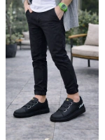 Mirox Erkek Bağcıksız 3 Bant Lastikli Günlük Sneaker Ayakkabı - Siyah