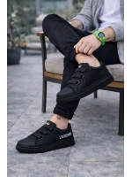 Mirox Erkek Bağcıksız 3 Bant Lastikli Günlük Sneaker Ayakkabı - Siyah
