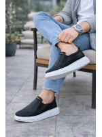 Eseenti Bağcıksız Erkek Günlük Cilt Spor Sneaker Ayakkabı - Siyah
