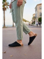 Norvik Erkek Hakiki Süet Deri Loafer Ayakkabı – Klasik Mantar Taban Günlük Siyah