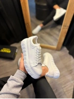 ARES Bağcıklı Cilt Erkek Günlük Sneaker Yüksek Taban Ayakkabı - Beyaz