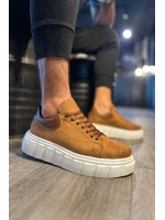 ARES Bağcıklı Süet Erkek Günlük Sneaker Yüksek Taban Ayakkabı - Taba
