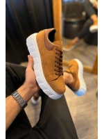 ARES Bağcıklı Süet Erkek Günlük Sneaker Yüksek Taban Ayakkabı - Taba