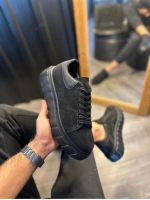 ARES Bağcıklı Süet Erkek Günlük Sneaker Yüksek Taban Ayakkabı - Siyah