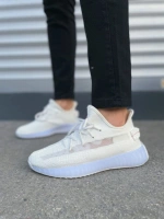 Morven Erkek , Kadın Triko Sneaker Ayakkabı – Günlük Bağcıklı Hafif Spor Modeli - Beyaz