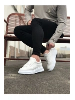 Rovero Erkek Bağcıklı Cilt Günlük Sneaker Ayakkabı – Beyaz