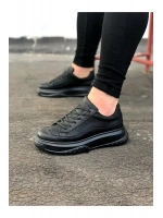 Rovero Erkek Bağcıklı Cilt Günlük Sneaker Ayakkabı – Siyah