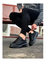 Rovero Erkek Bağcıklı Cilt Günlük Sneaker Ayakkabı – Siyah