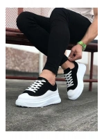 Rovero Erkek Bağcıklı Cilt Günlük Sneaker Ayakkabı – Siyah Beyaz